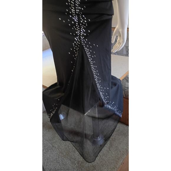 VINTAGE Zum Zum by Niki Livas Black Rhinestone Halter Gown Sz 2 Y2K Prom Formal - Picture 6 of 12